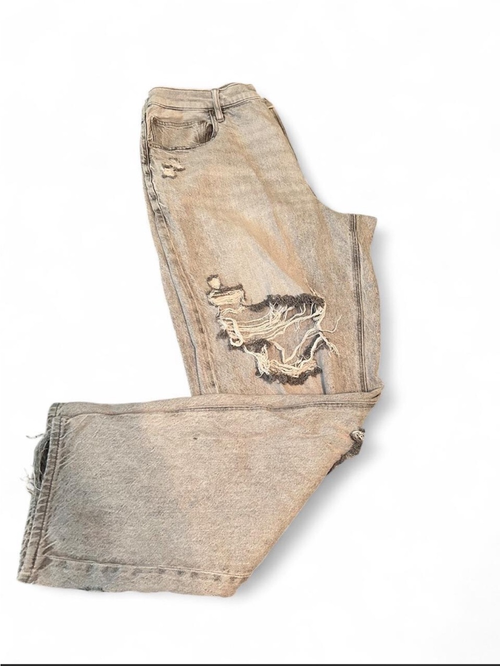 American Eagle Distressed Light Gray Ripped Jeans